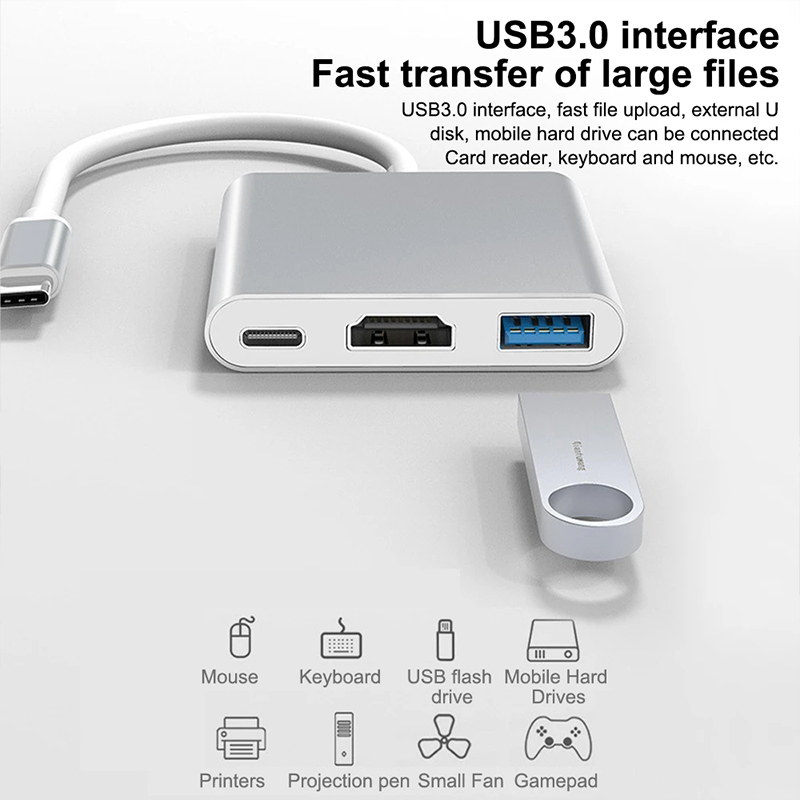 3 in 1 USB Type C Hub to 4K HD - Tablet Pc Accessories 评论和价格